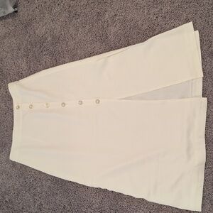 Slit Skirt With Cute Pearl Buttons